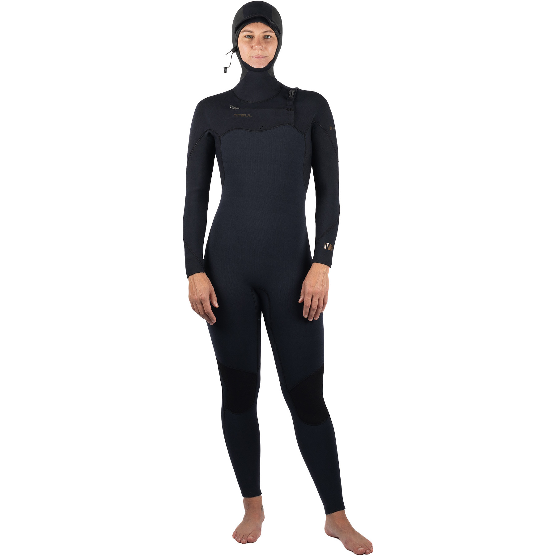 2024 Gul Womens Viper 6/5/4mm Chest Zip Hooded Wetsuit VR1226/C2 - Black